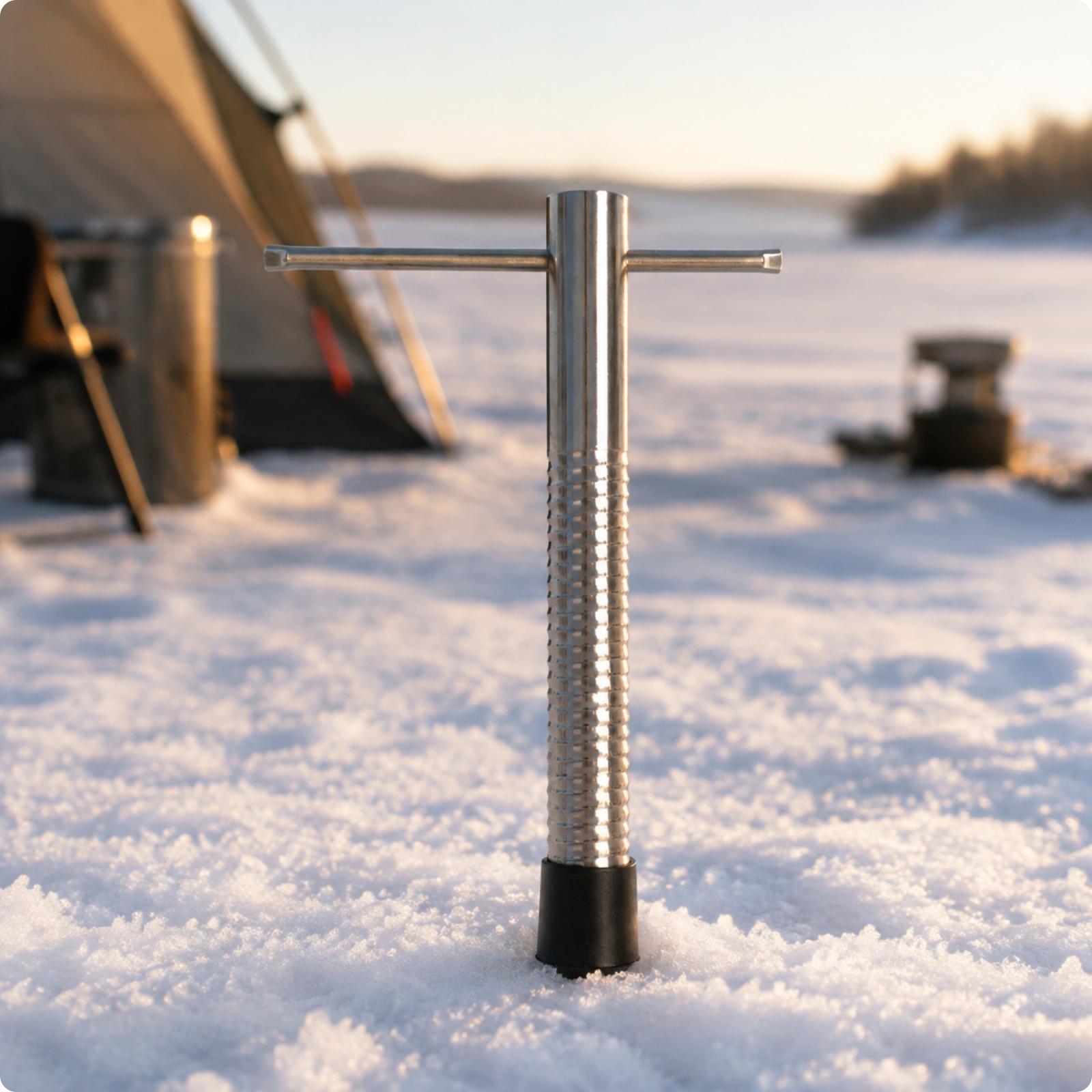 Fishing Rod Ice - Trapano per ghiaccio in acciaio compatto
